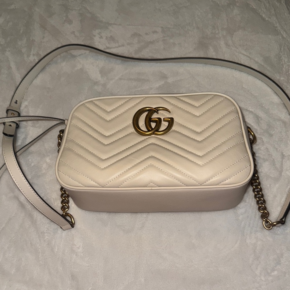Authentic Gucci Small White Marmont Crossbody